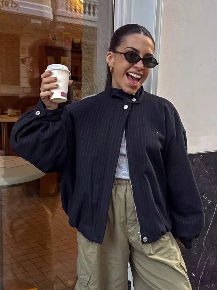 Blouson bomber à fines rayures Magnolia