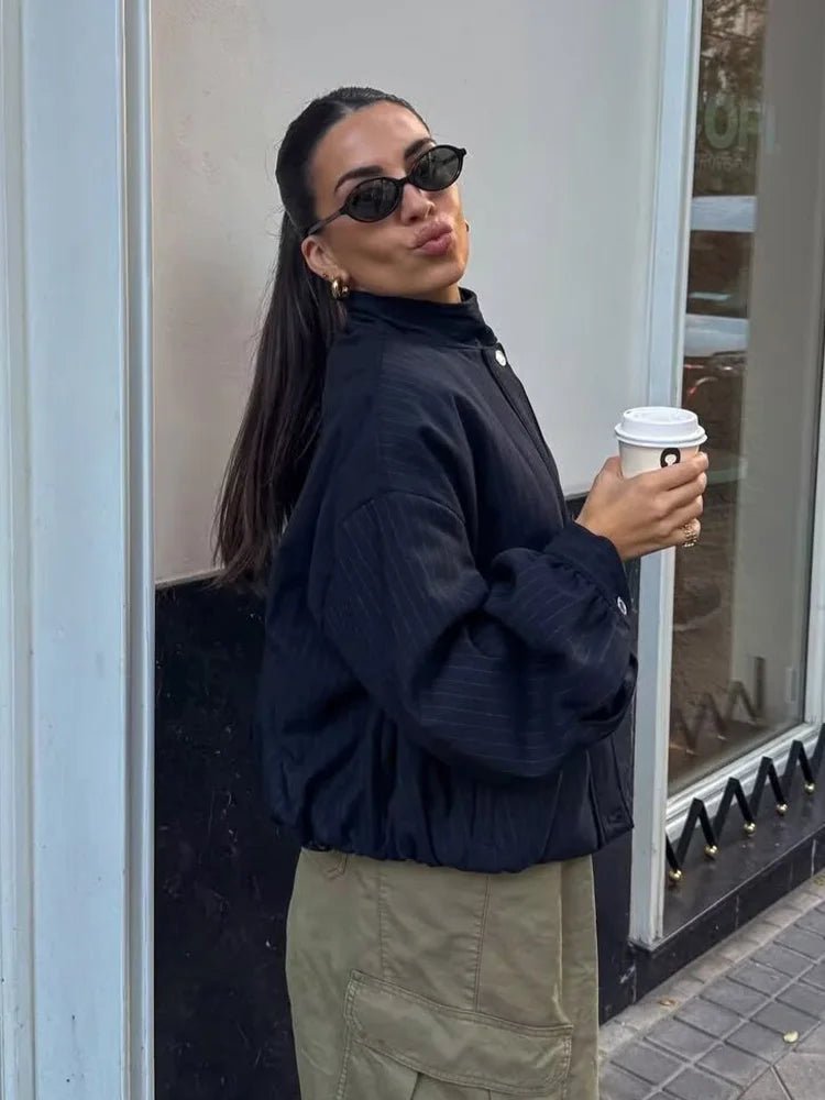 Blouson bomber à fines rayures Magnolia