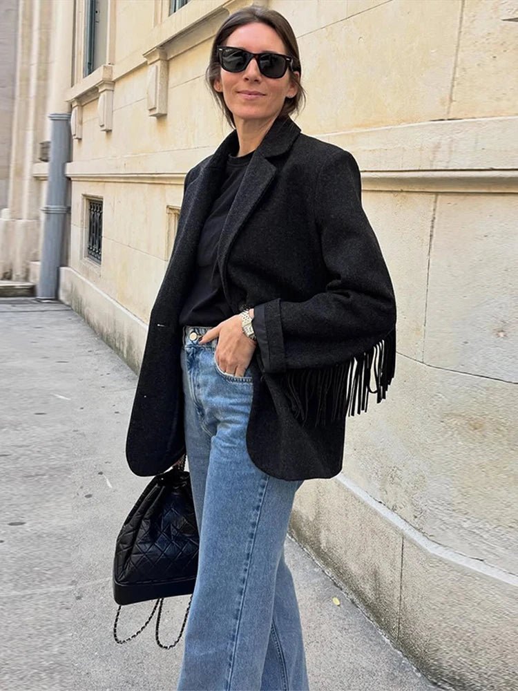 Veste blazer à franges Marcelle