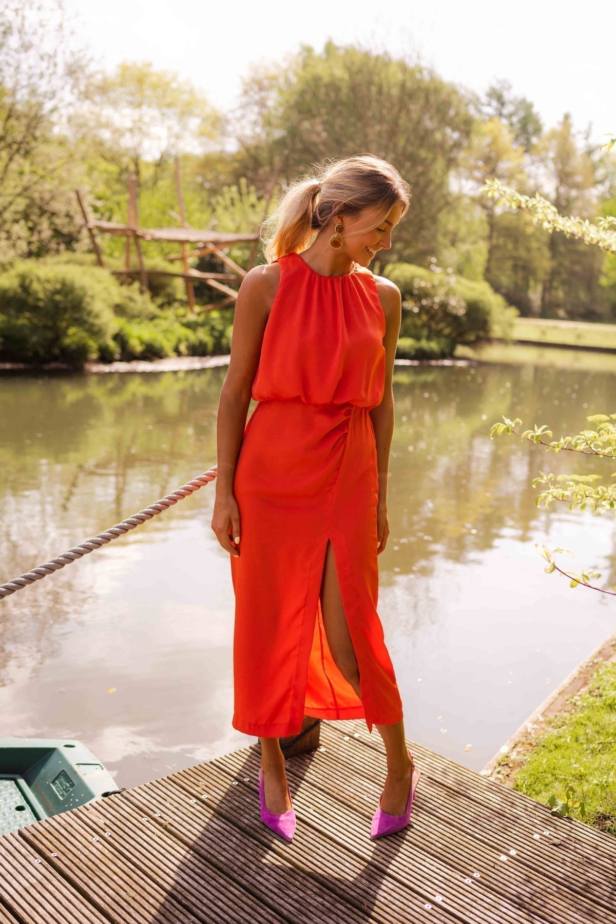 Robe midi sans manches Maren