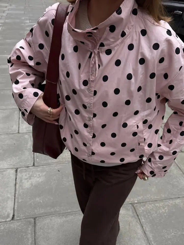 Veste Margaret à pois avec cordon de serrage