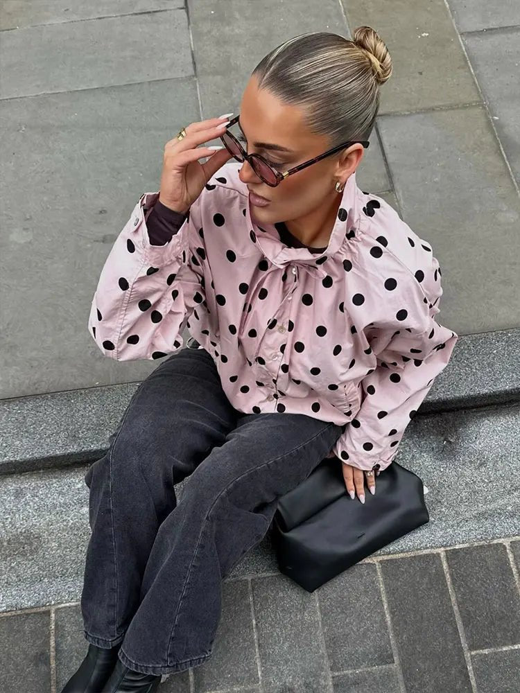 Veste Margaret à pois avec cordon de serrage