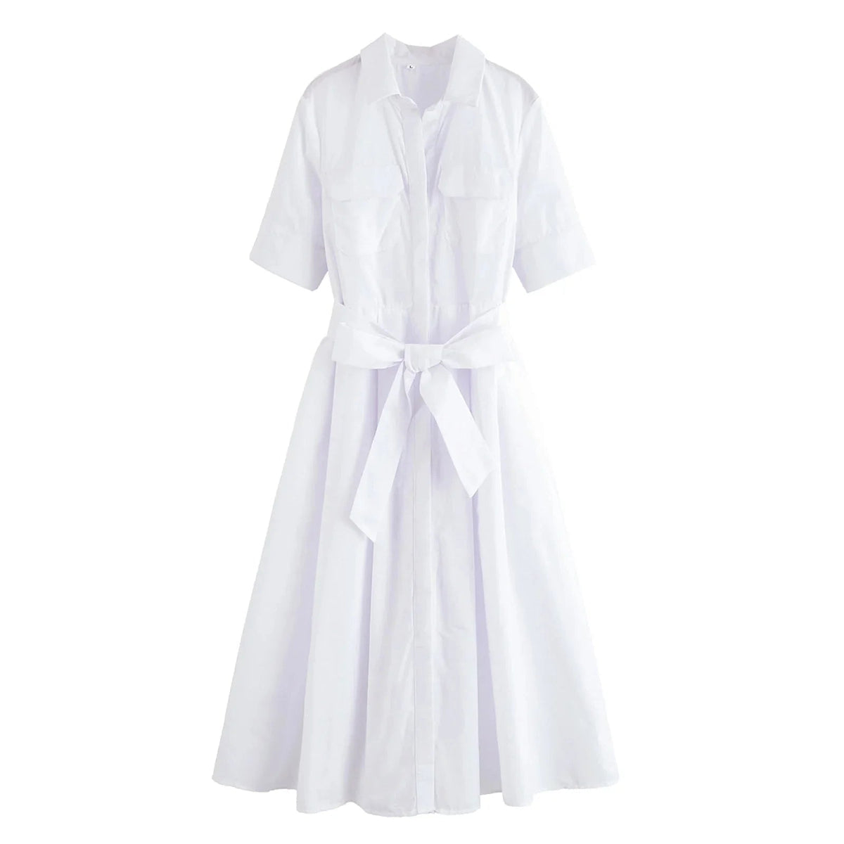 Robe midi Margaux chemise ceinturée