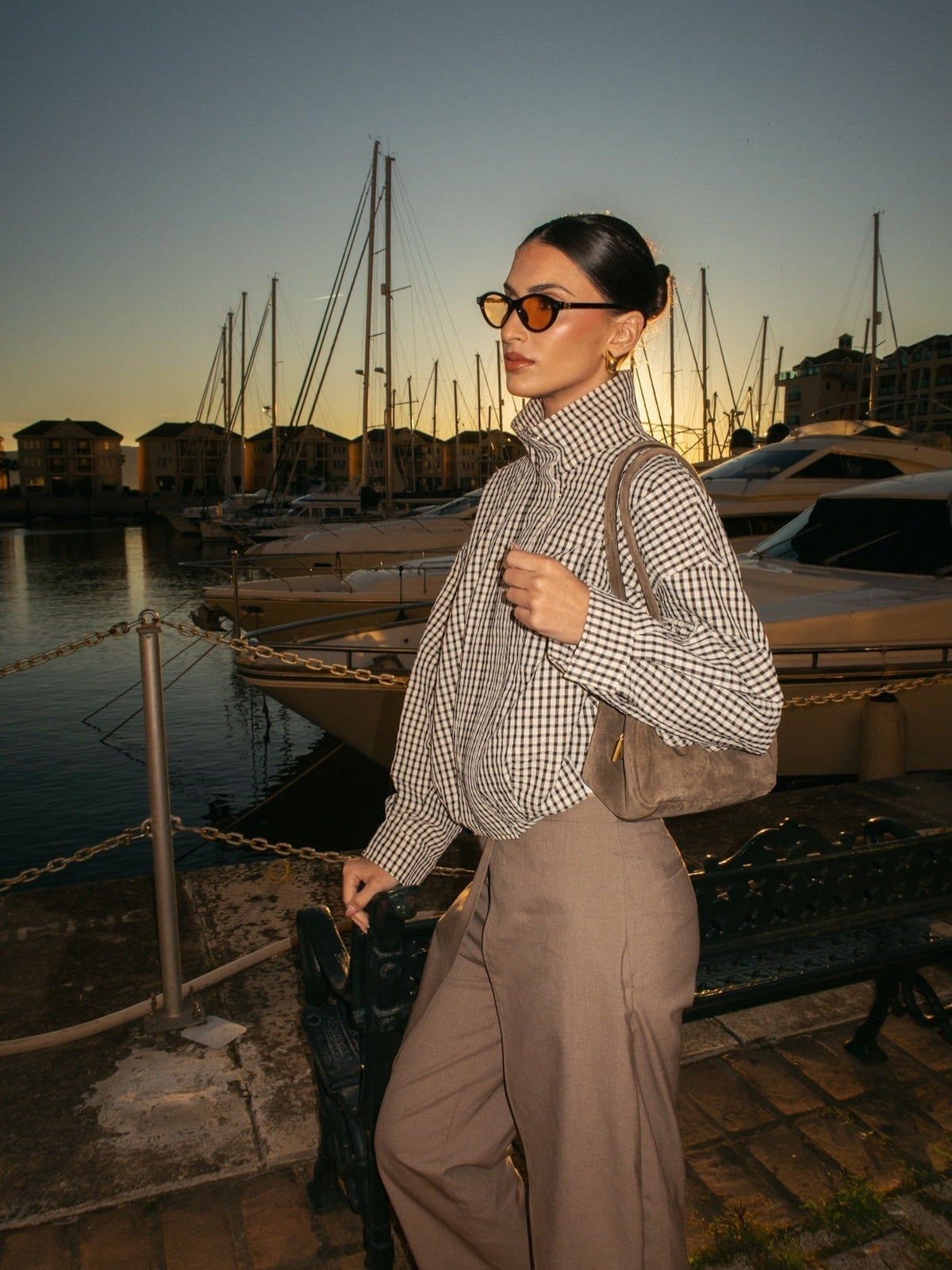 Veste Margot à carreaux et col cheminée