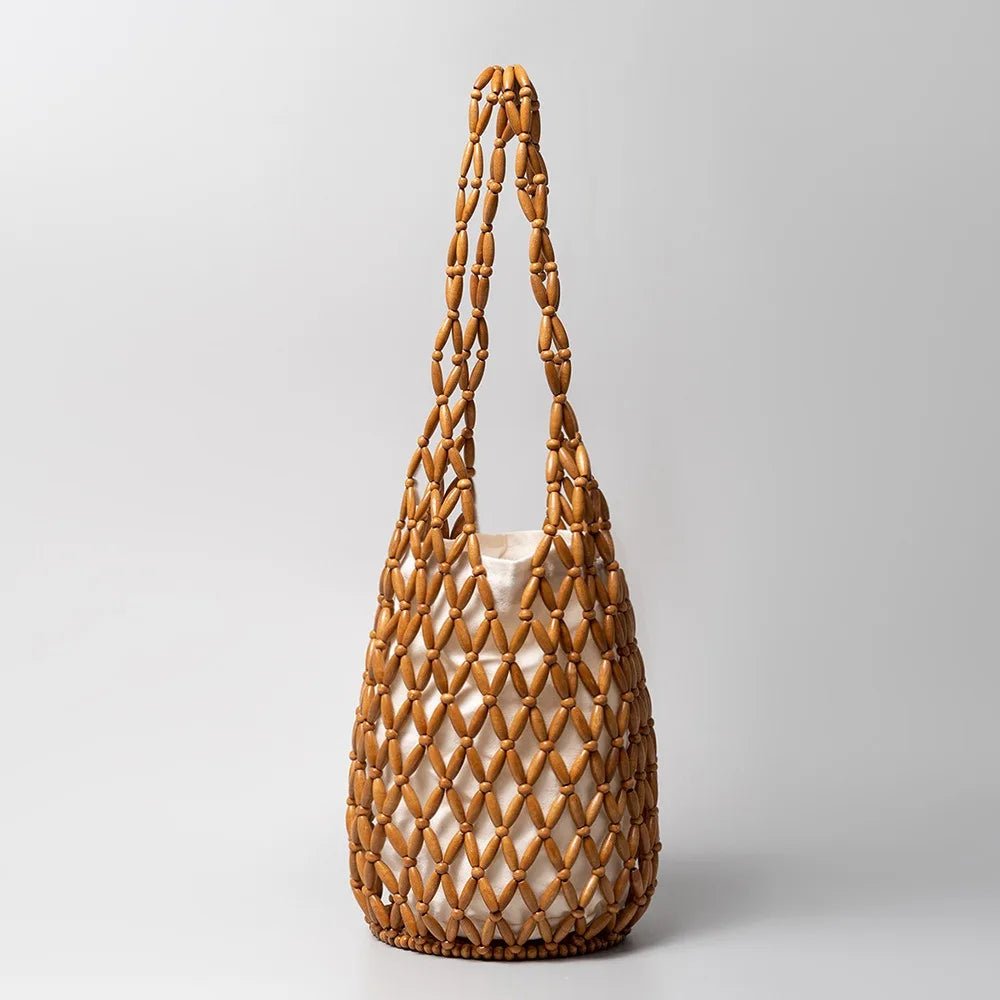 Sac cabas tressé à perles Margot