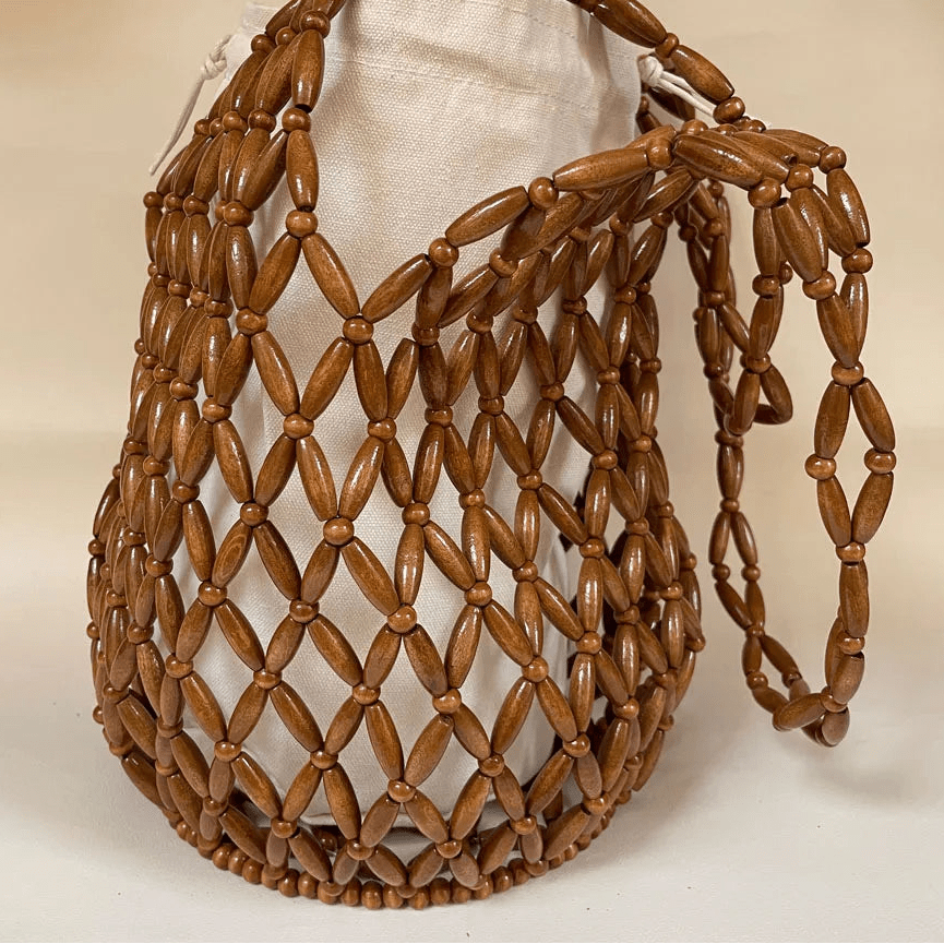 Sac cabas tressé à perles Margot