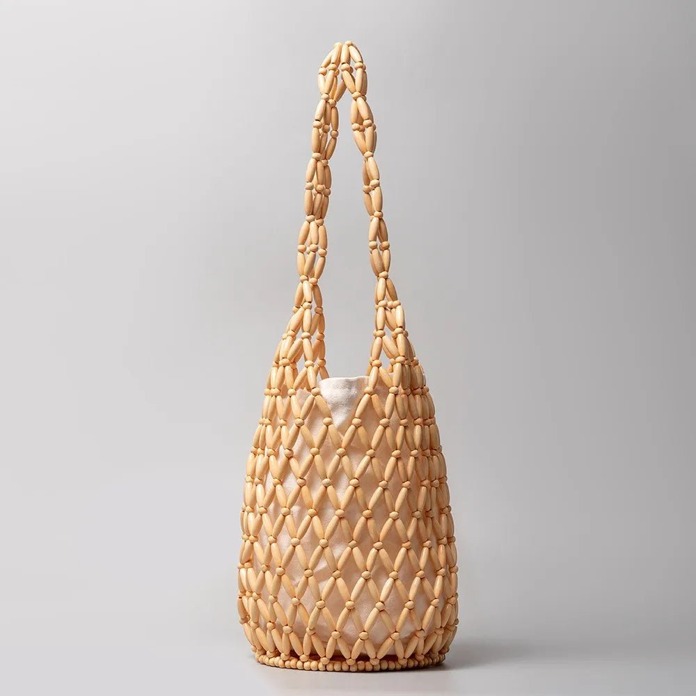 Sac cabas tressé à perles Margot
