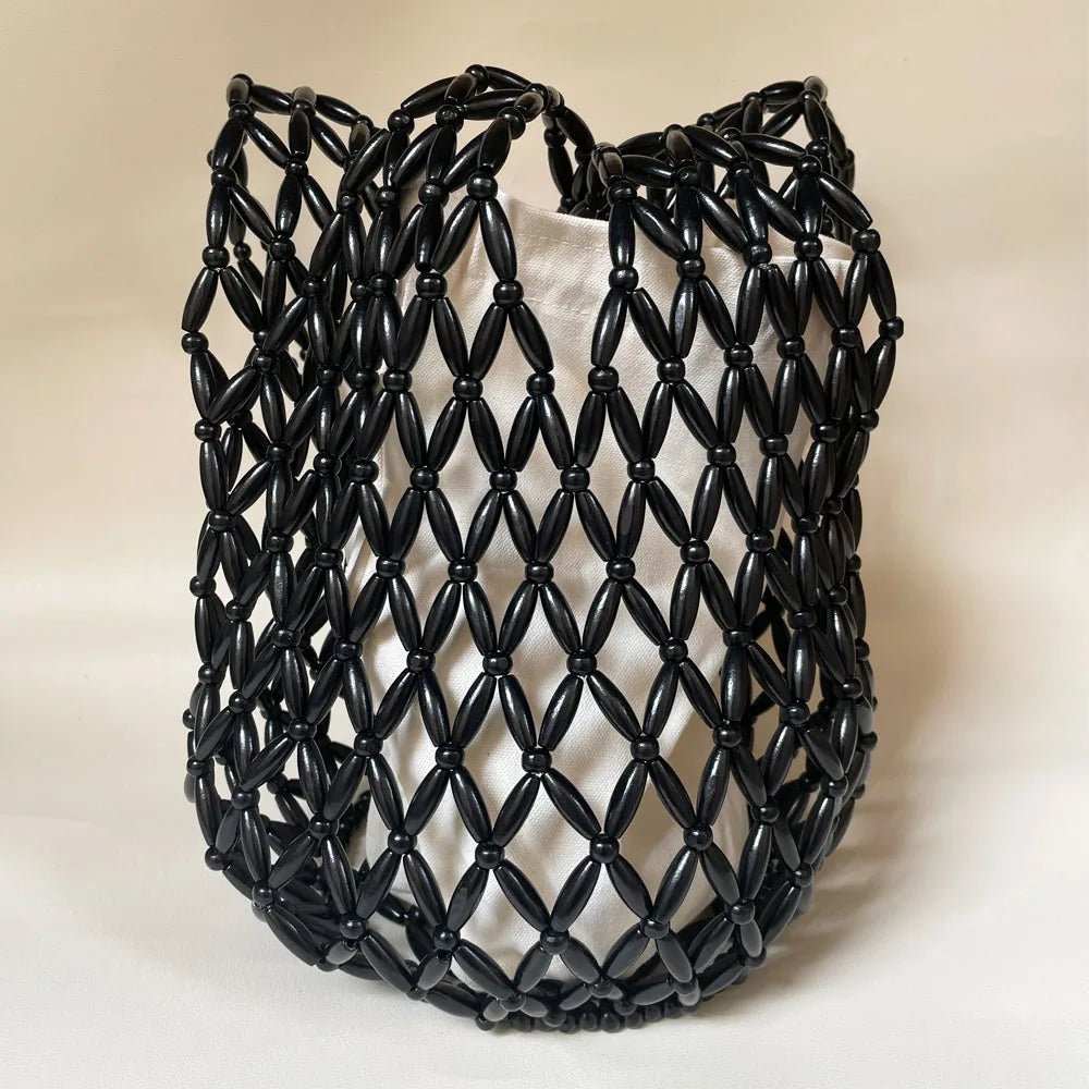 Sac cabas tressé à perles Margot