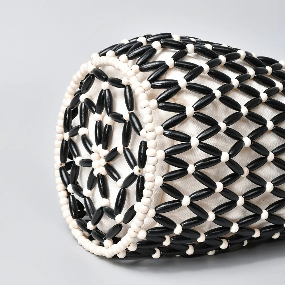 Sac cabas tressé à perles Margot
