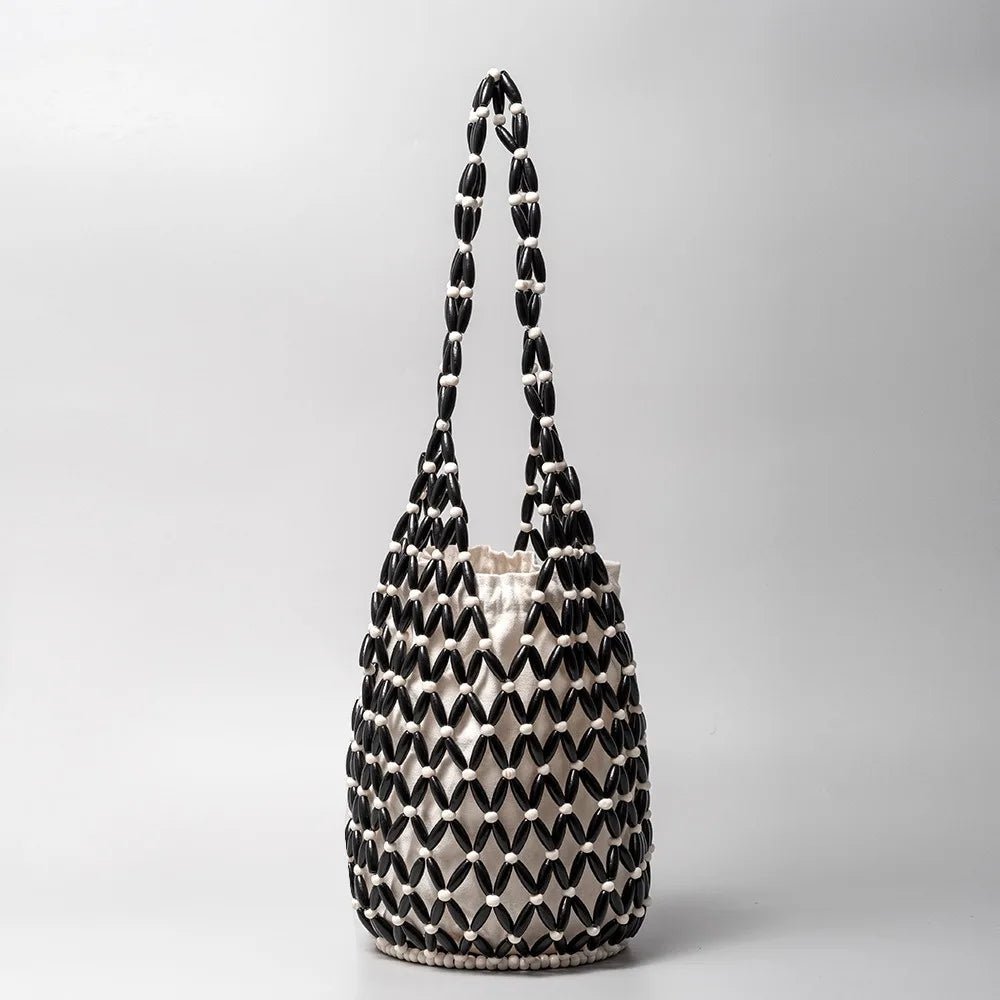 Sac cabas tressé à perles Margot