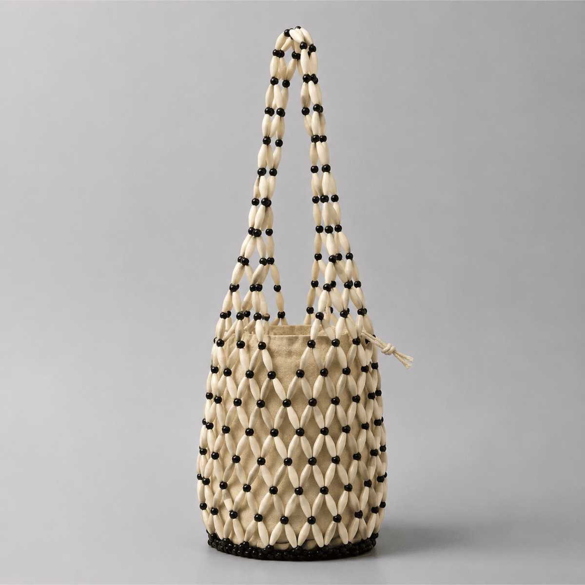 Sac cabas tressé à perles Margot