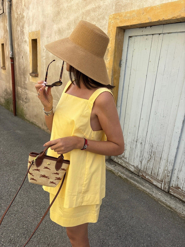 Ensemble caraco et jupe jaune citron Maria