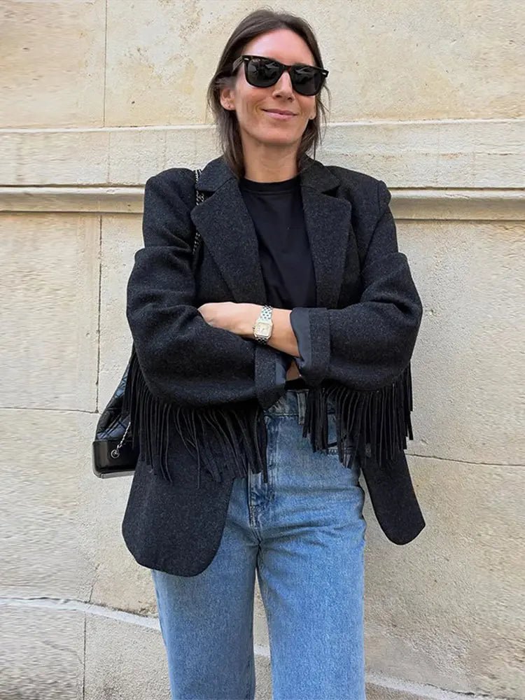 Blazer bomber à finitions à pompons Maria