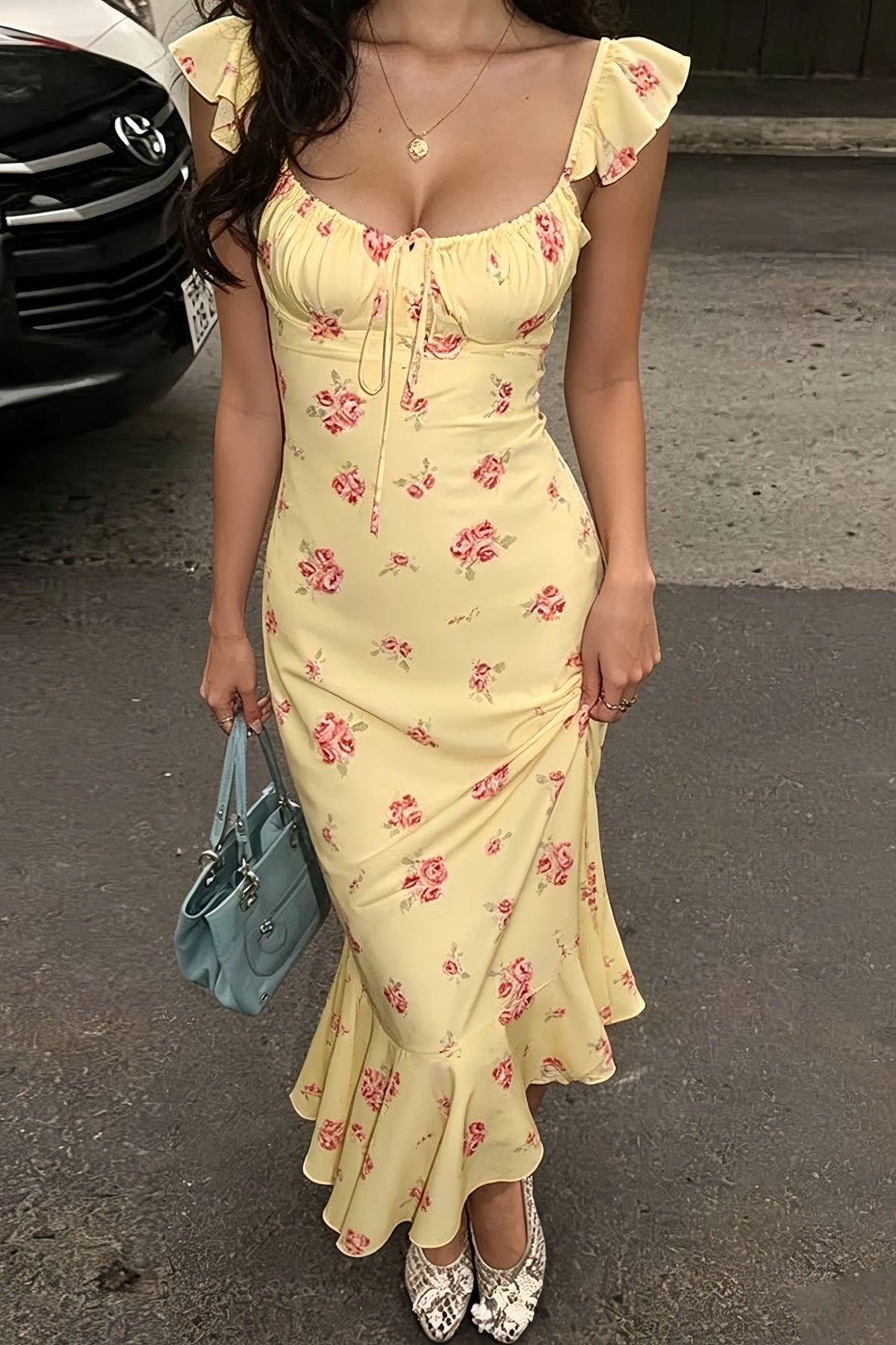 Robe midi Marigold fleurie à bretelles