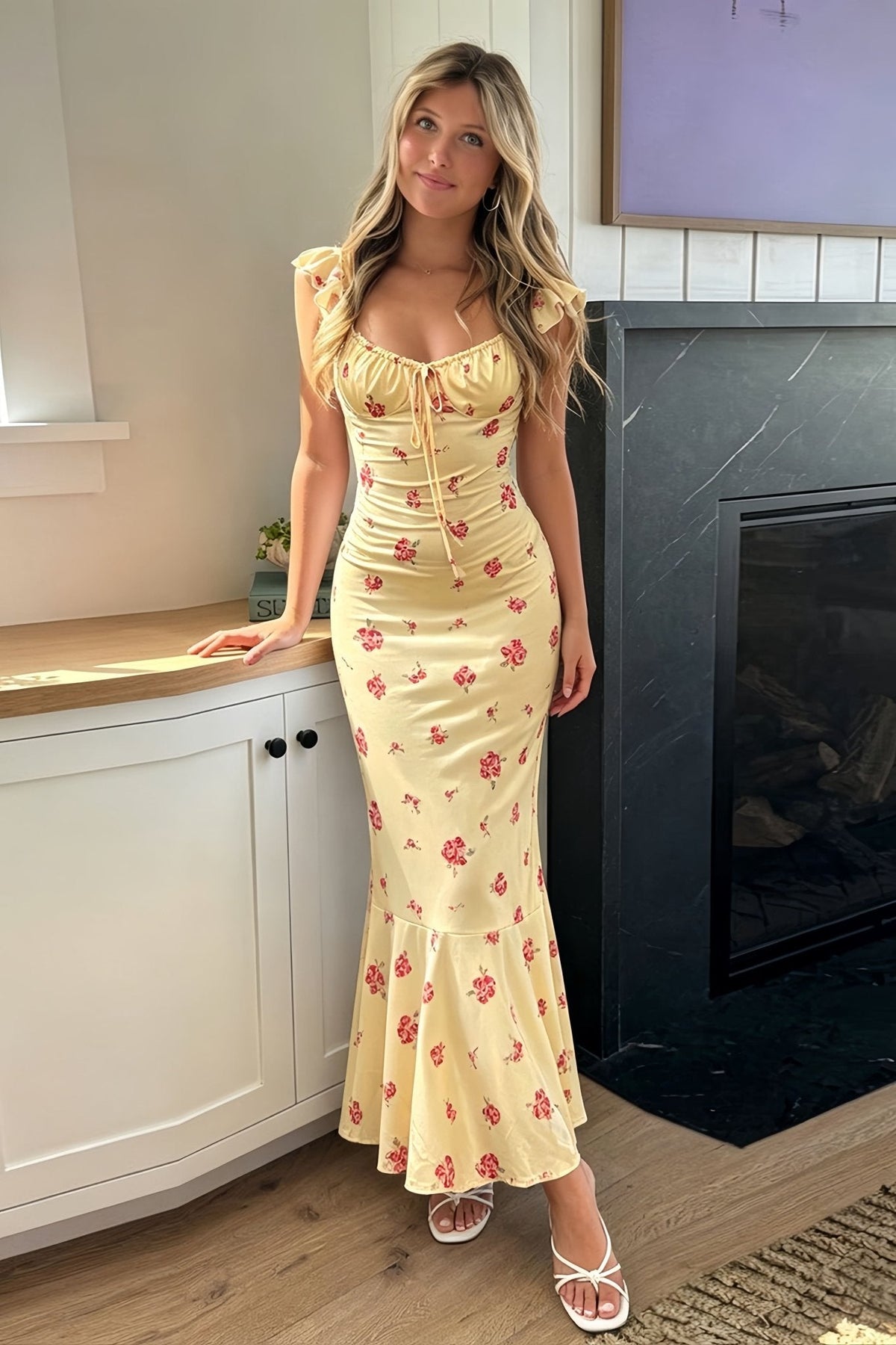 Robe midi Marigold fleurie à bretelles
