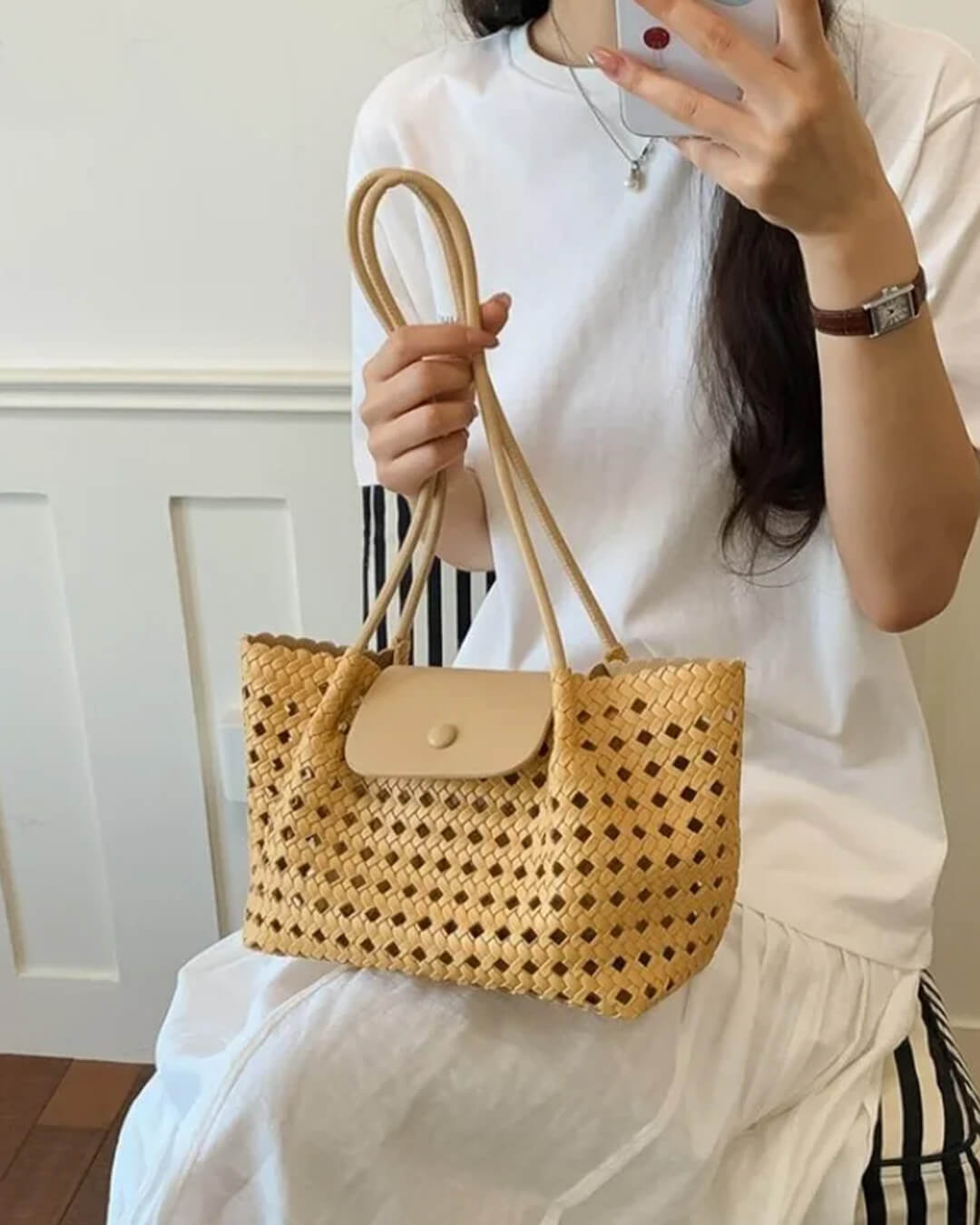 Sac bandoulière embossé Marina