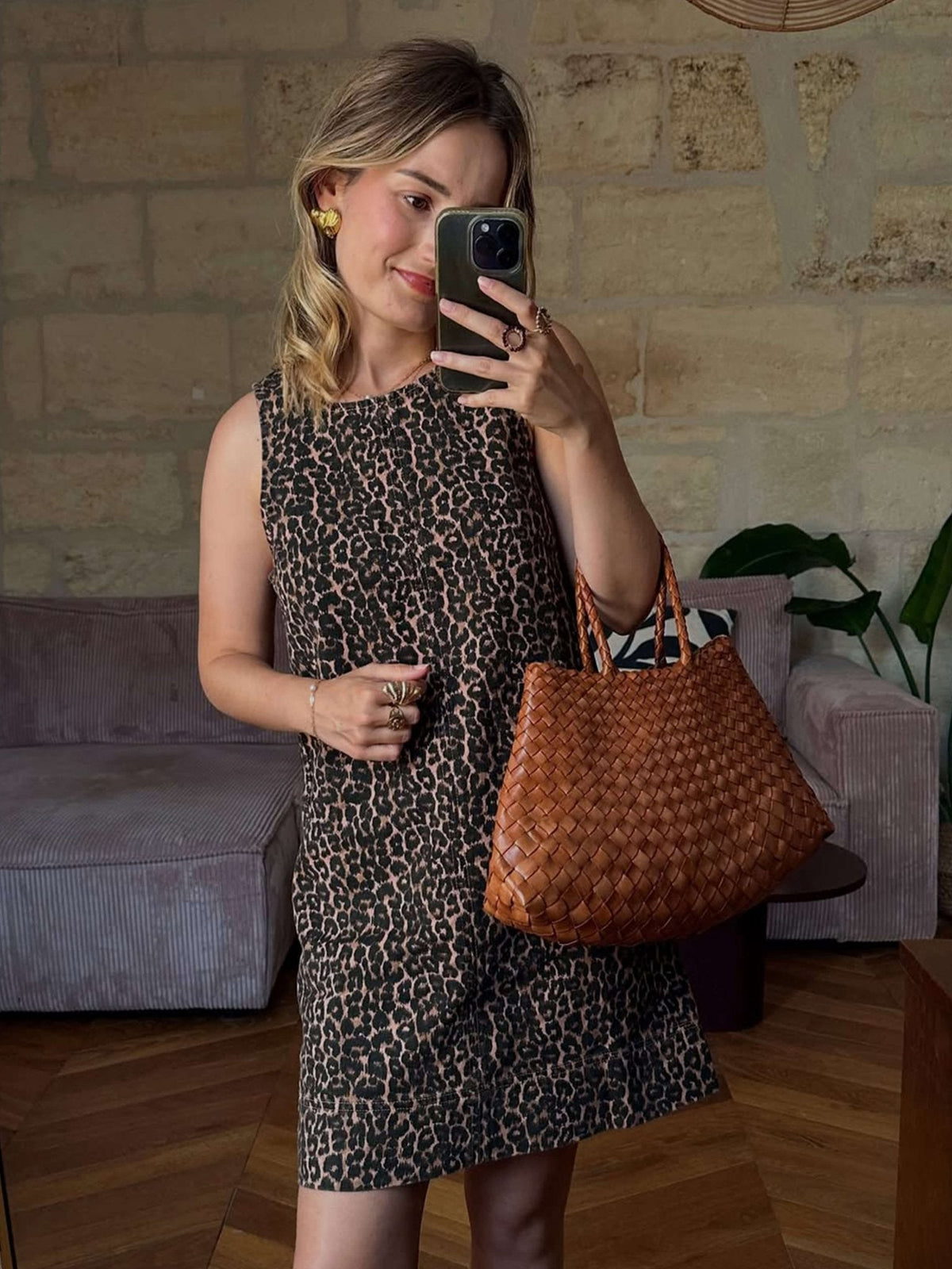 Sac tissé en similicuir vegan Marissa, format moyen