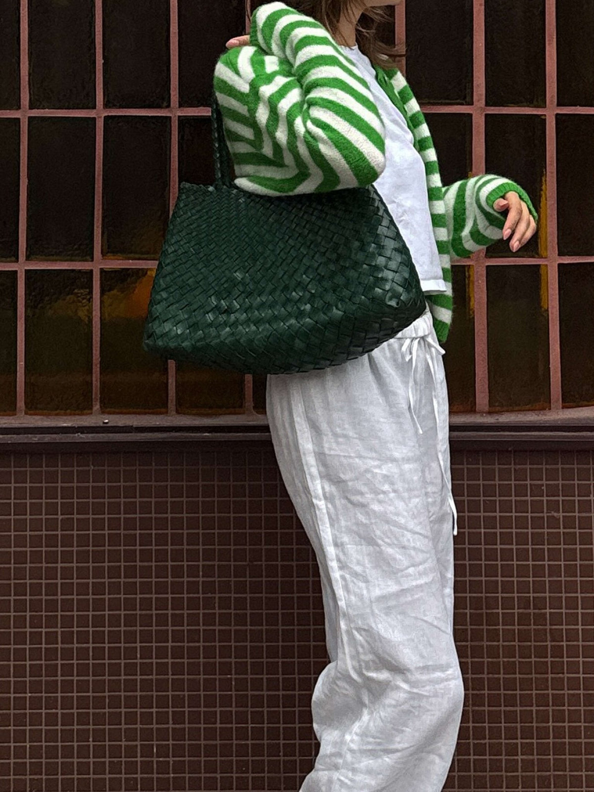 Sac tissé en similicuir vegan Marissa, format moyen