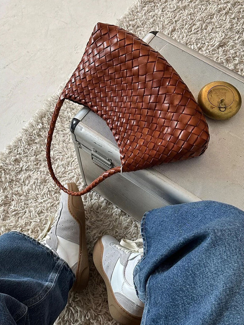 Petit sac tissé en similicuir vegan Marissa