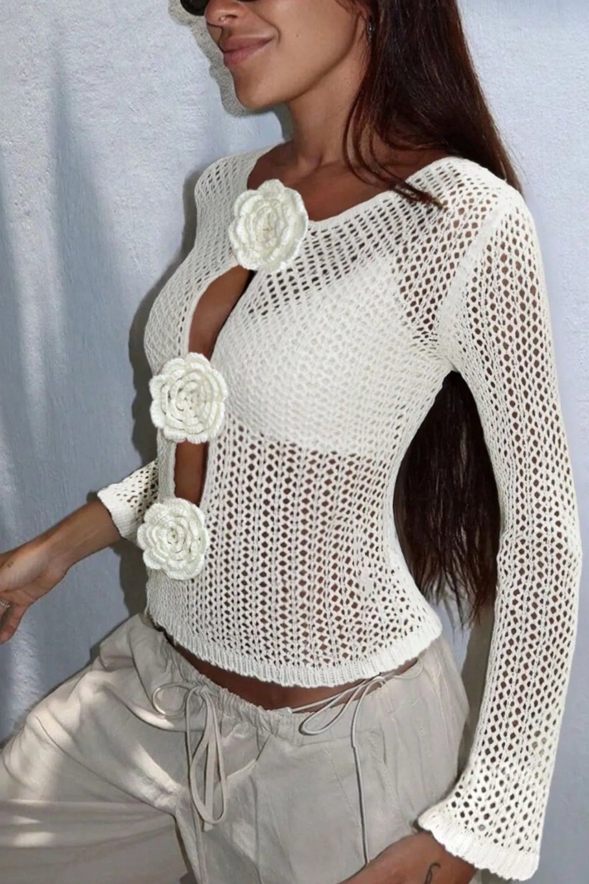 Cache-maillot Marley au crochet fleuri