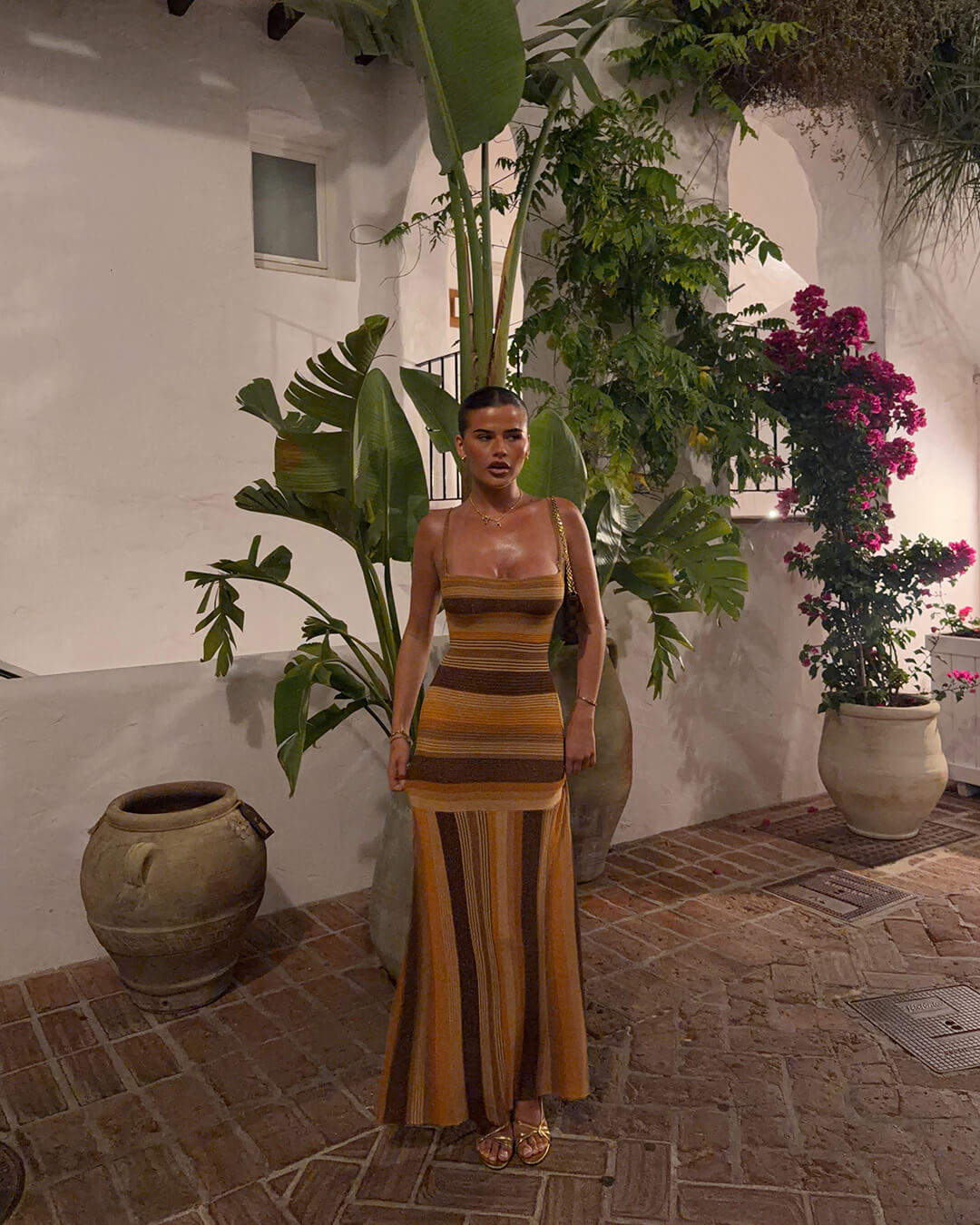 Robe midi en maille rayée Martha