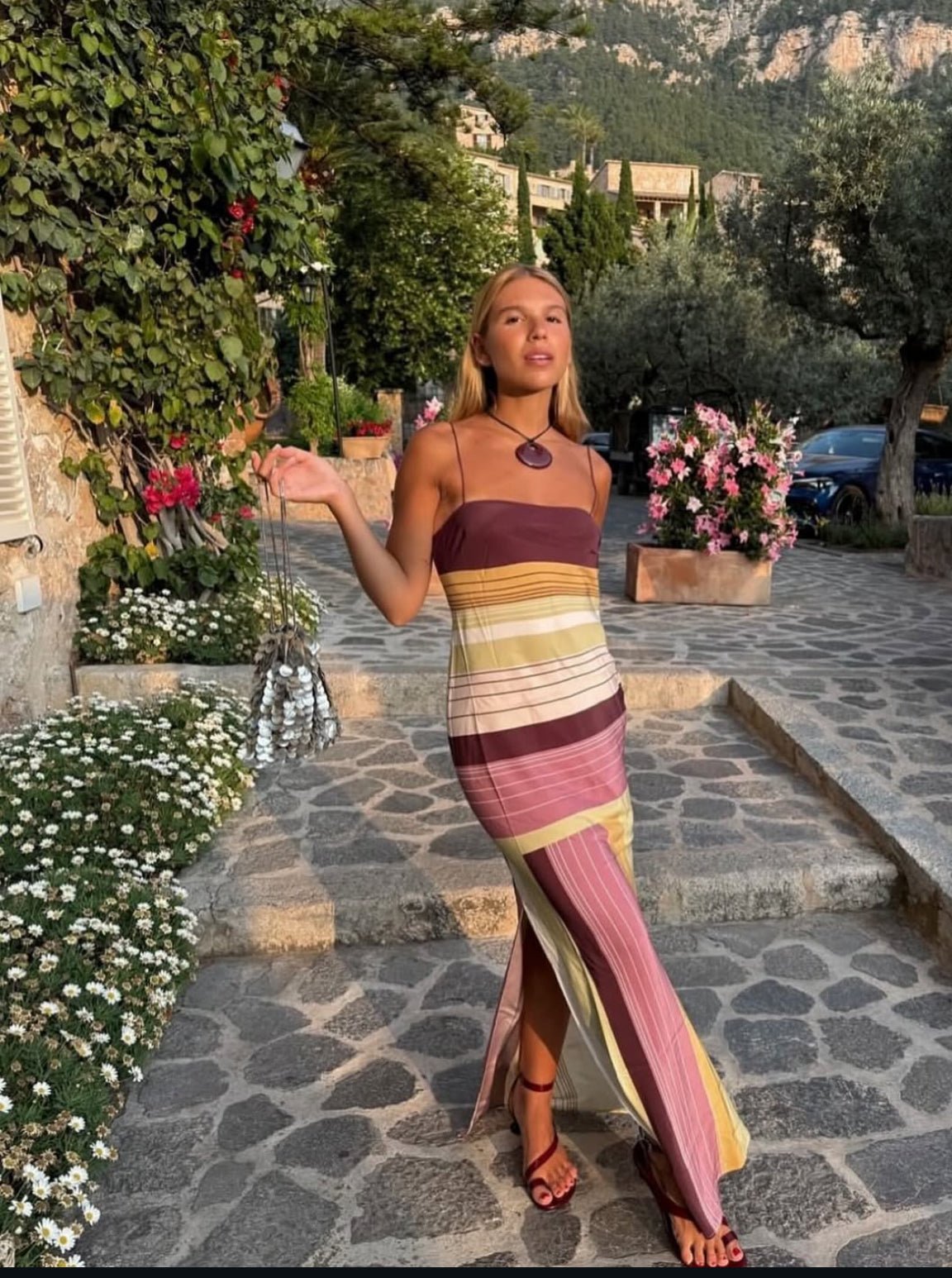 Robe midi en maille rayée Martha