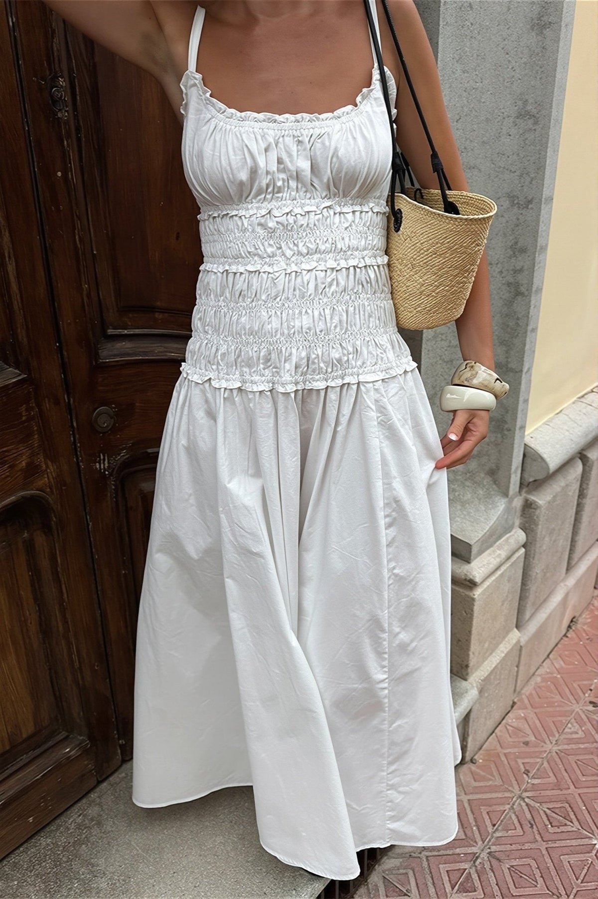 Robe longue moulante à col carré Mary