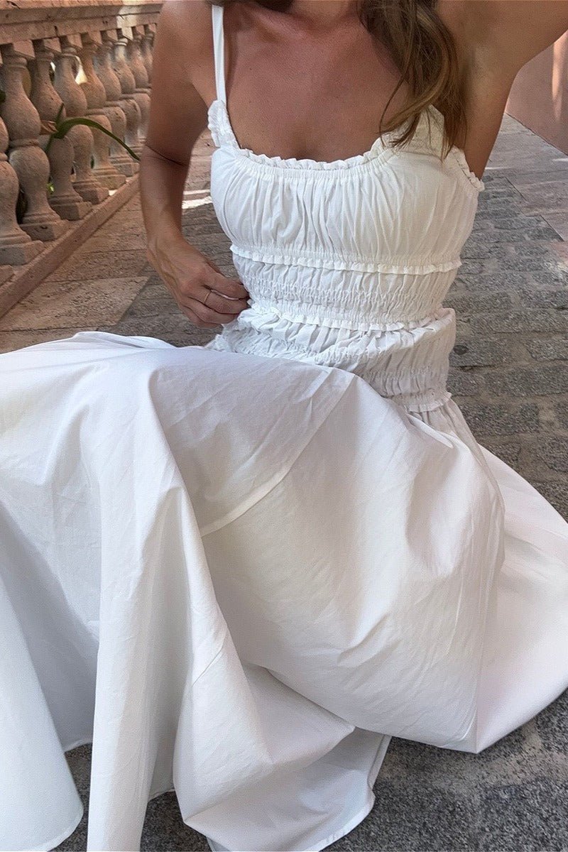 Robe longue moulante à col carré Mary
