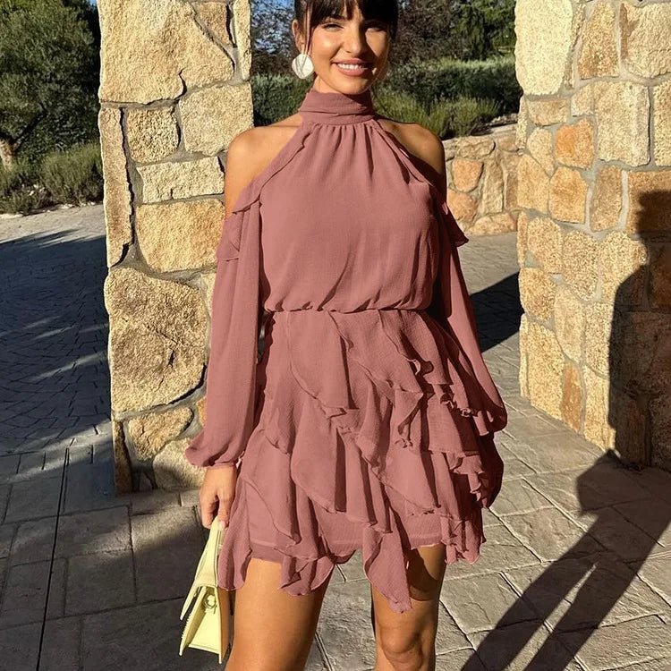 Mini-robe Maureen à dos nu et volants superposés