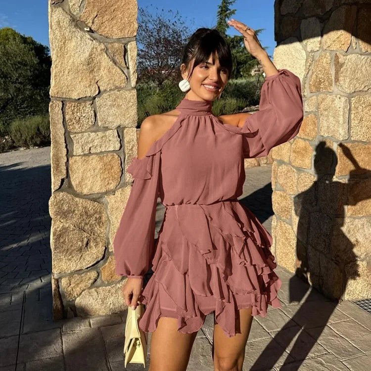 Mini-robe Maureen à dos nu et volants superposés
