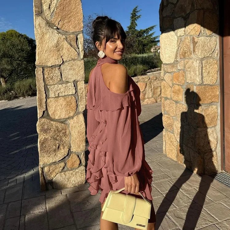 Mini-robe Maureen à dos nu et volants superposés