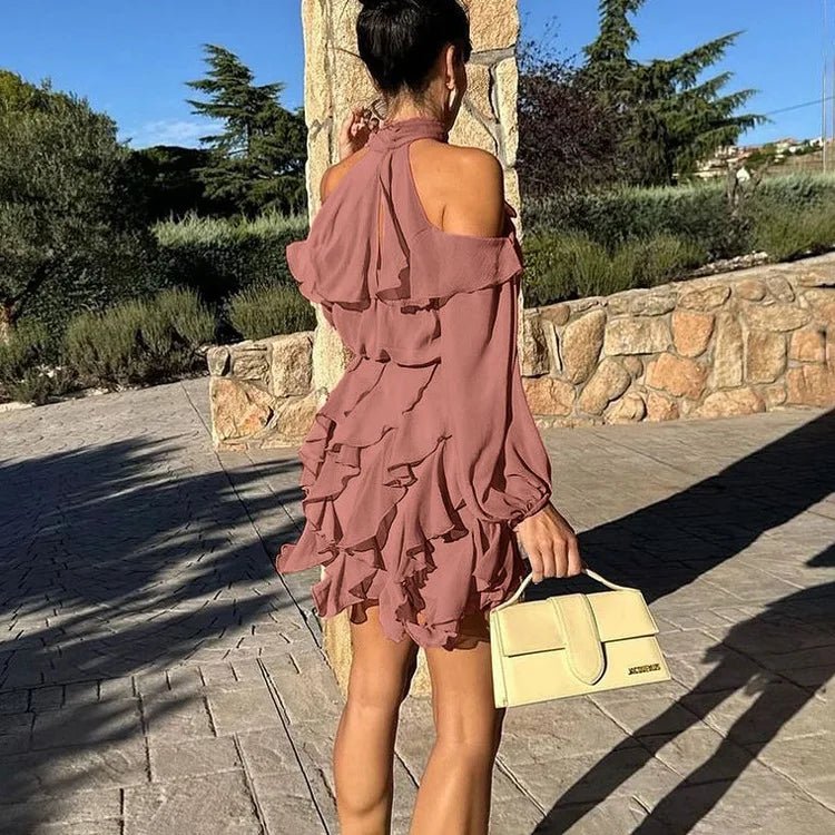 Mini-robe Maureen à dos nu et volants superposés