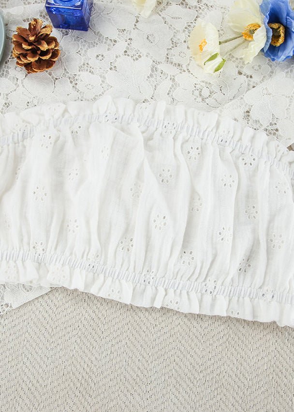 Ensemble Melanie avec short à volants et broderie anglaise