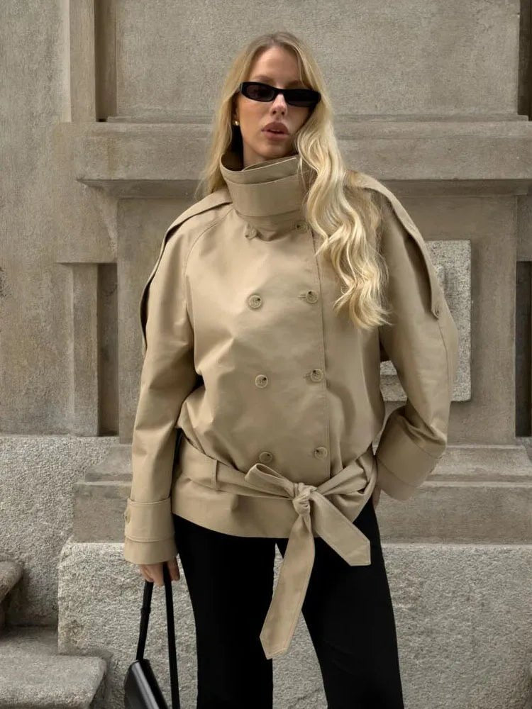 Manteau trench court à col montant Melanie