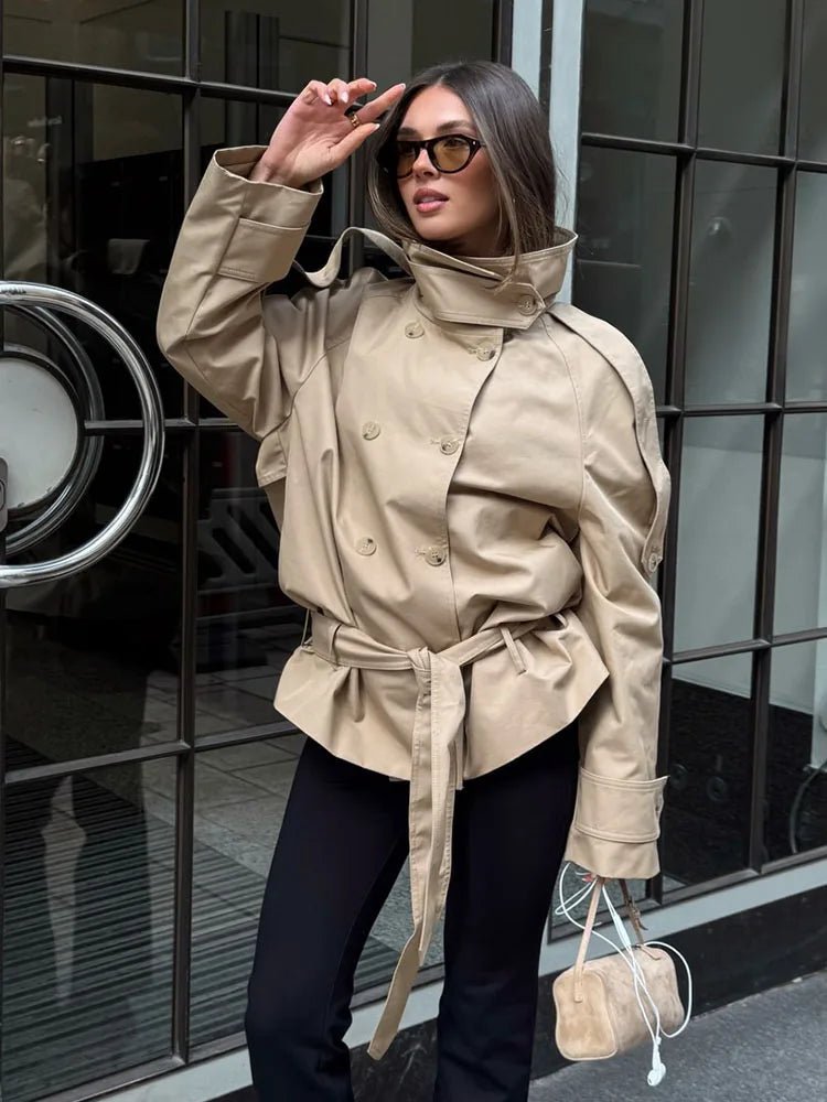 Manteau trench court à col montant Melanie
