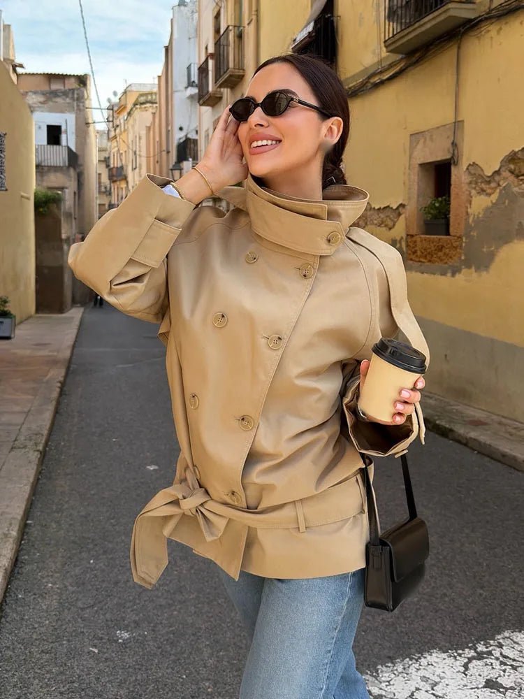 Manteau trench court à col montant Melanie