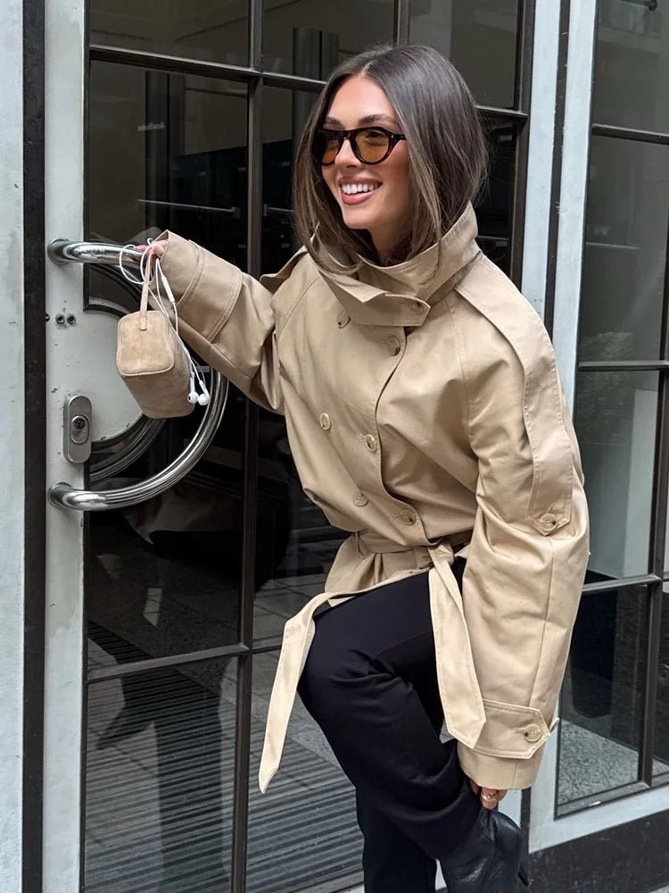 Manteau trench court à col montant Melanie