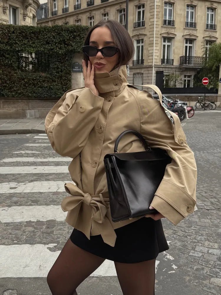 Manteau trench court à col montant Melanie
