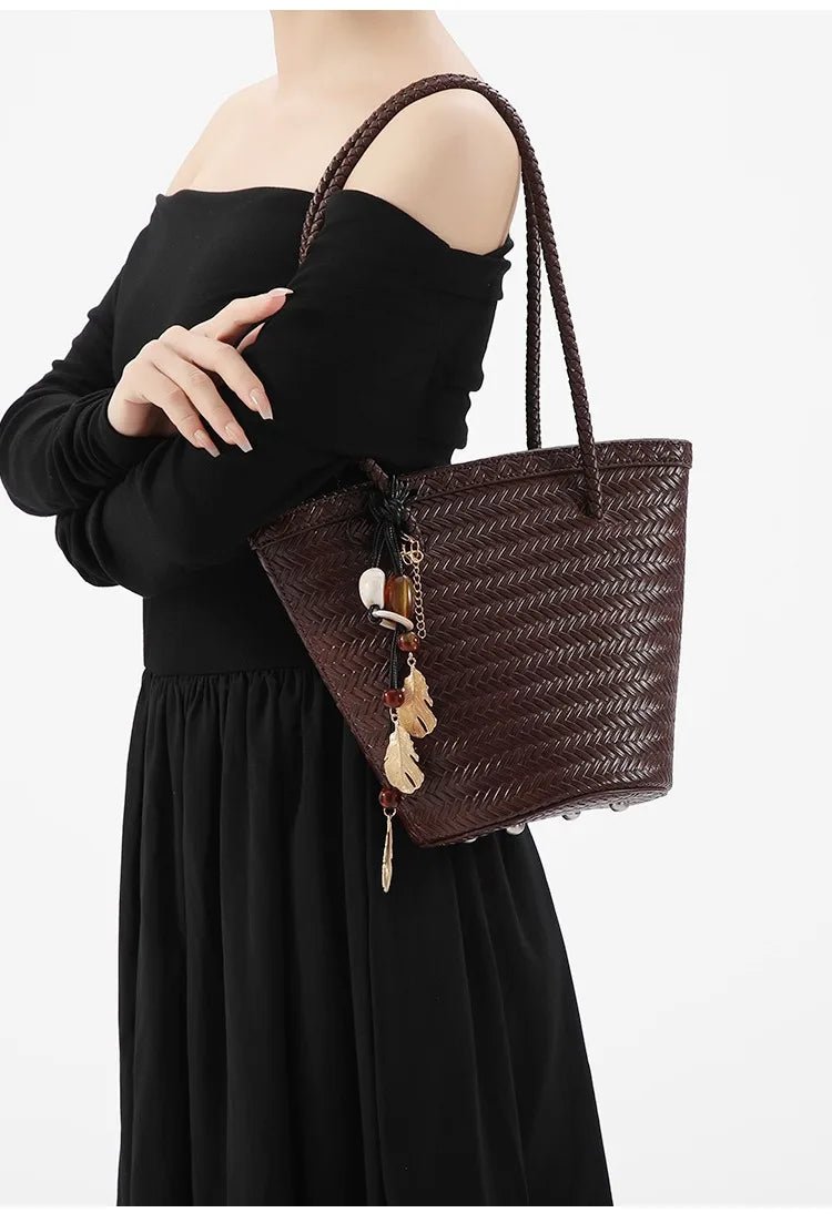 Sac seau tressé Meryl avec pochette