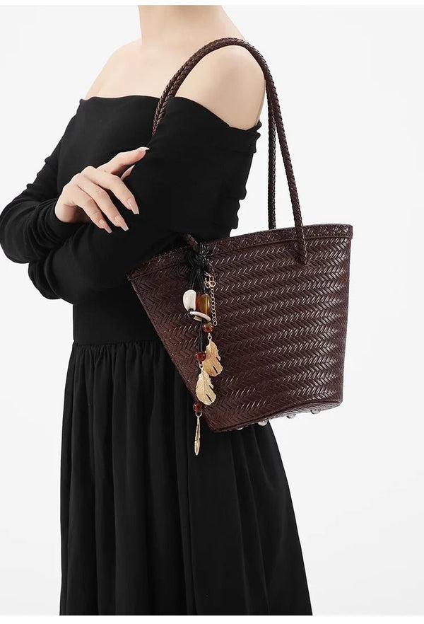 Sac seau tressé Meryl avec pochette