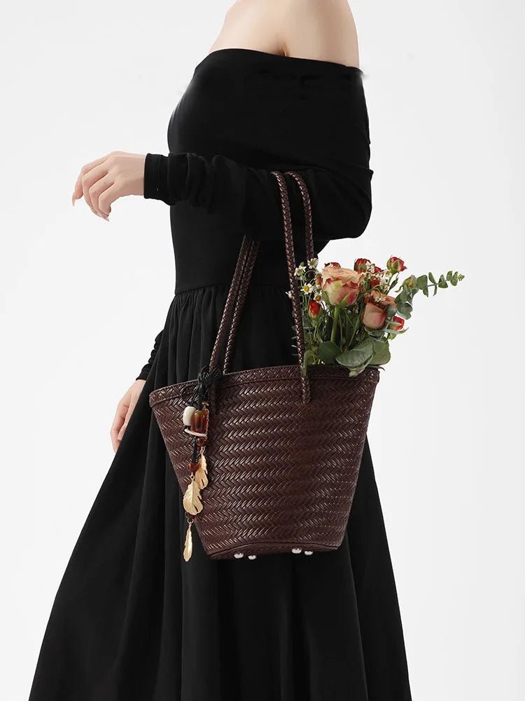 Sac seau tressé Meryl avec pochette