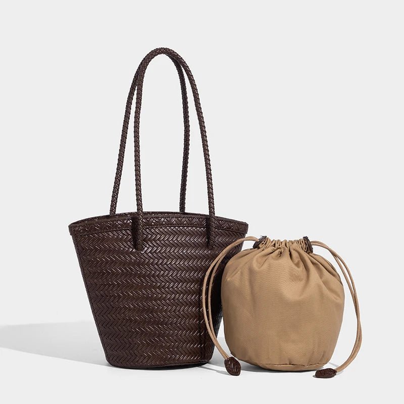 Sac seau tressé Meryl avec pochette