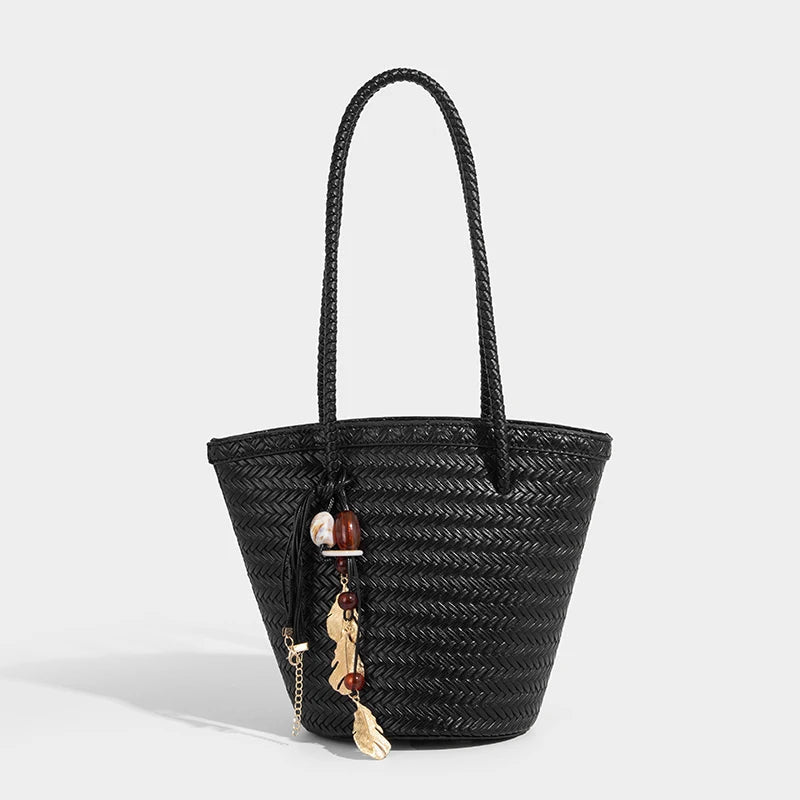 Sac seau tressé Meryl avec pochette