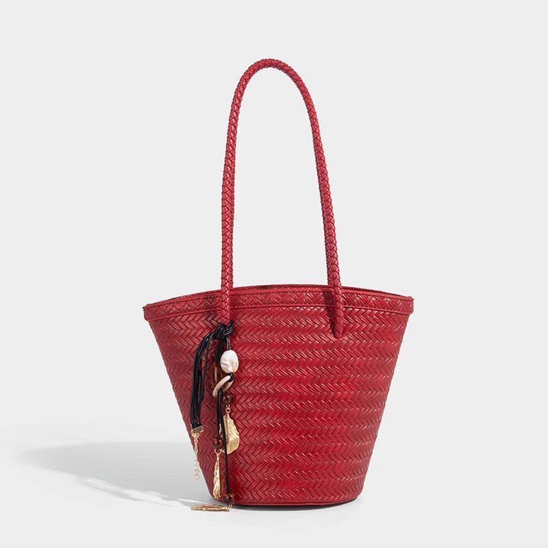 Sac seau tressé Meryl avec pochette
