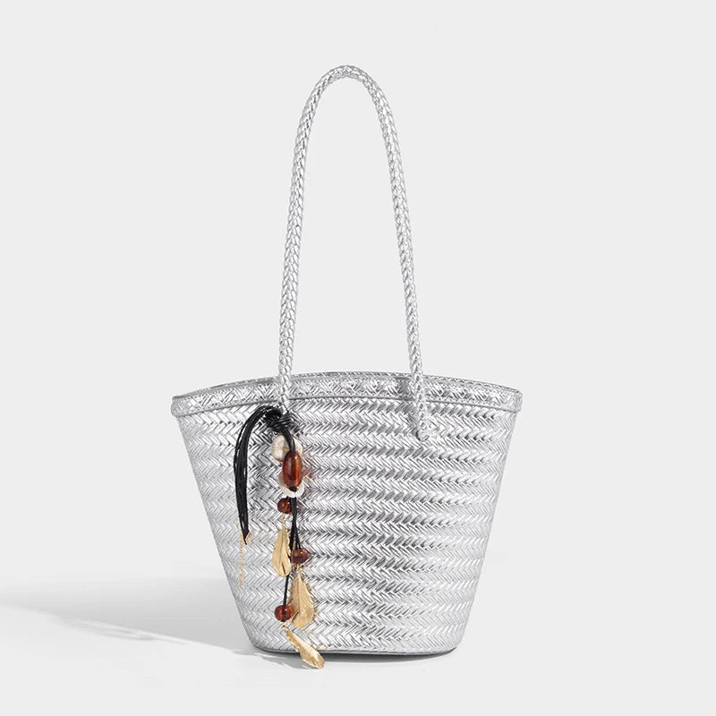 Sac seau tressé Meryl avec pochette