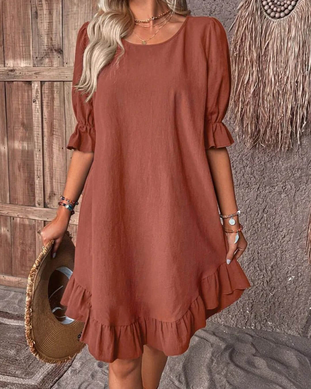 Robe Mia froncée à ourlet volanté