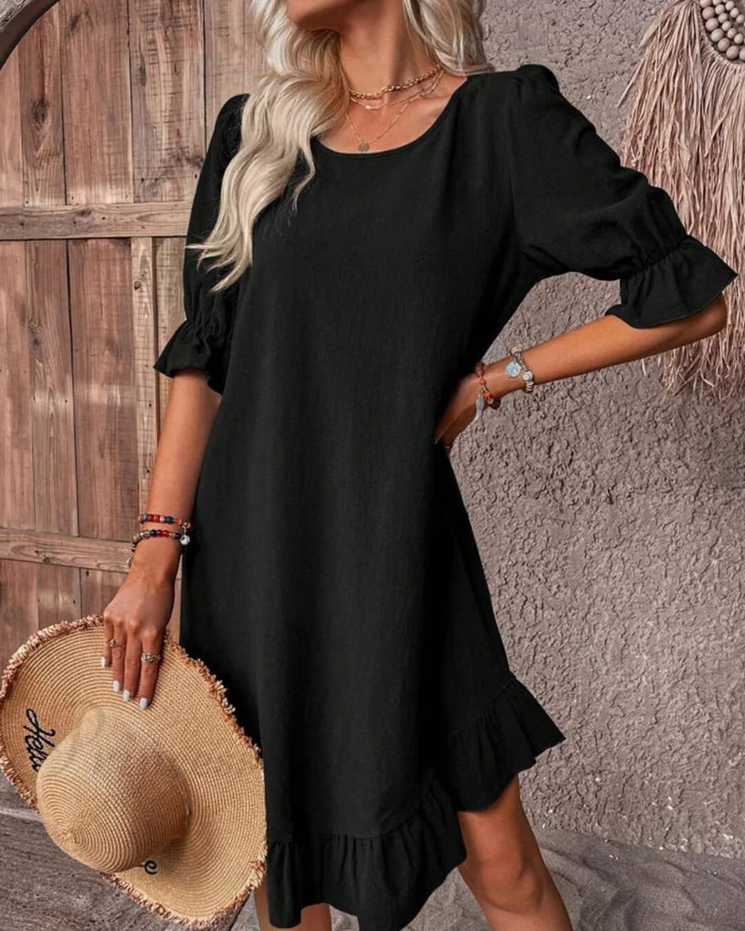 Robe Mia froncée à ourlet volanté