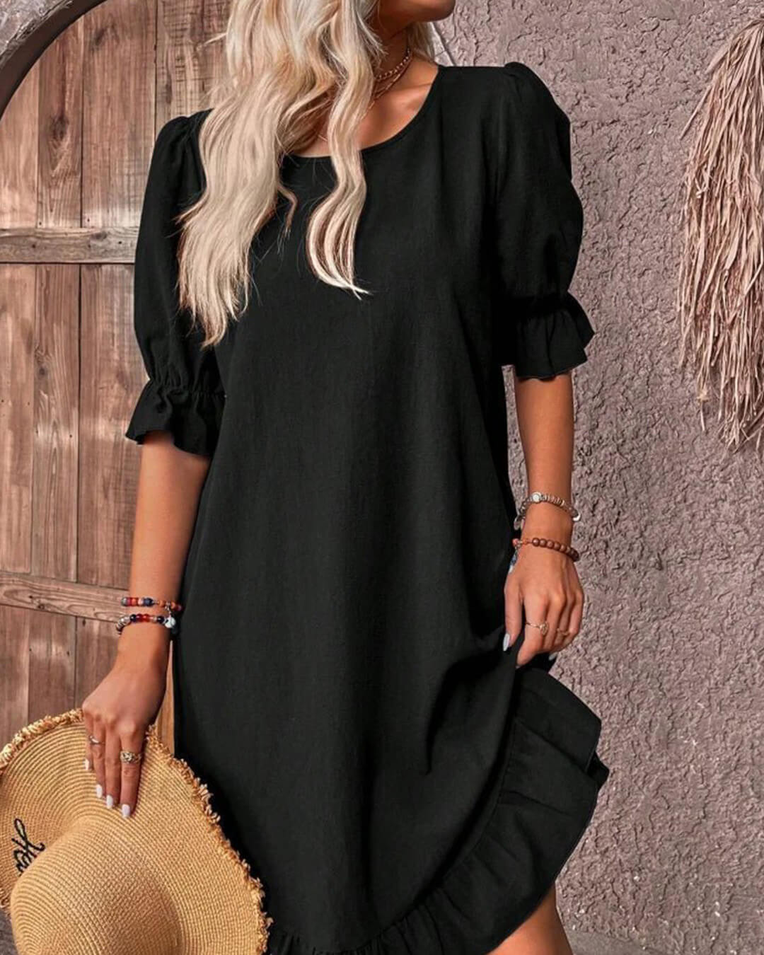 Robe Mia froncée à ourlet volanté