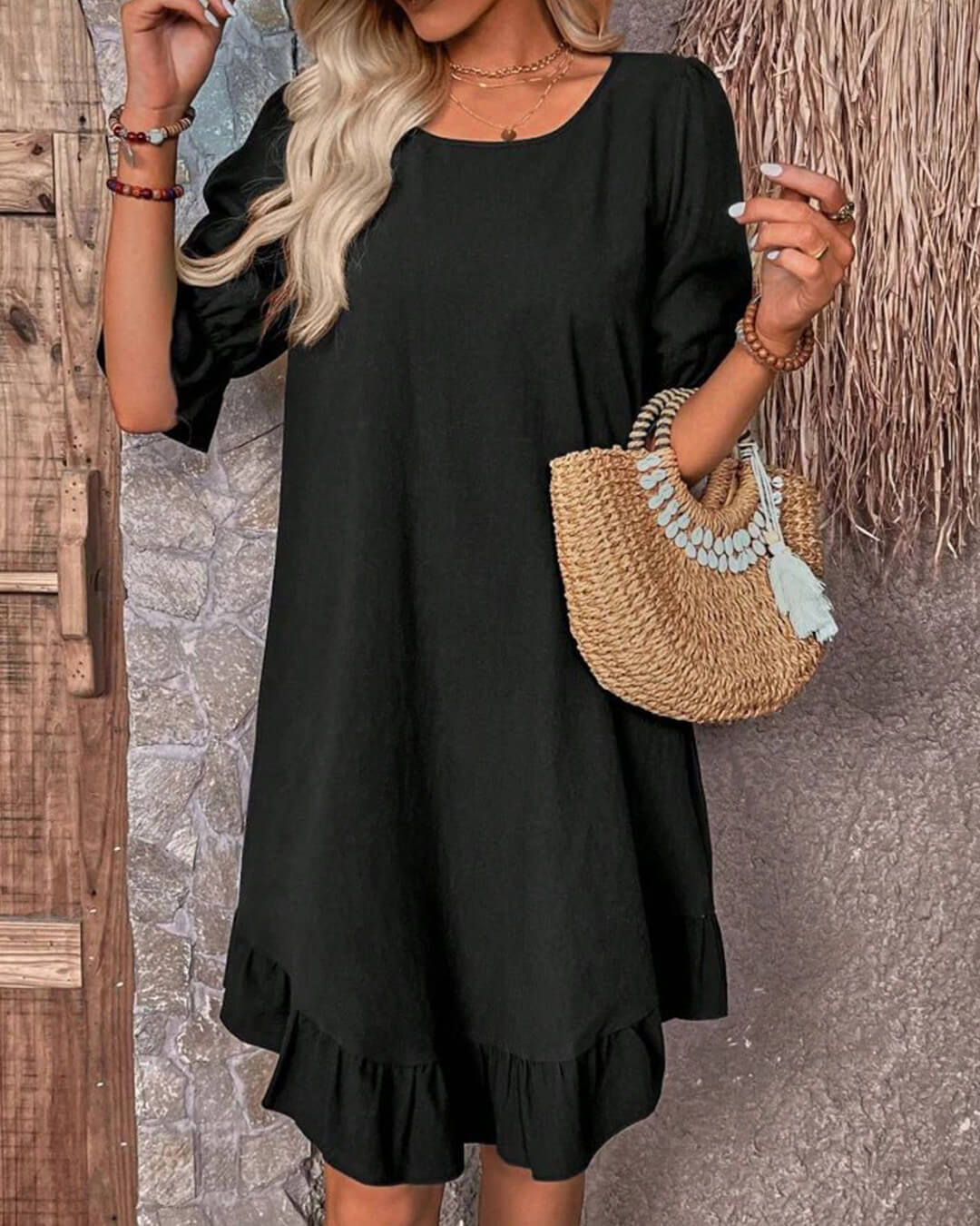 Robe Mia froncée à ourlet volanté