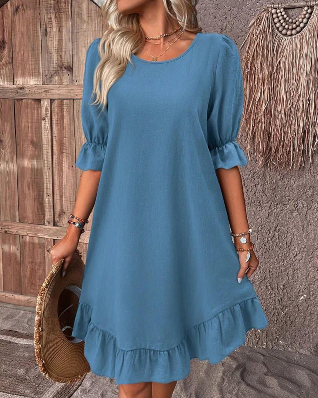 Robe Mia froncée à ourlet volanté